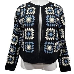 Capri Blue Crochet Cardigan‎ M